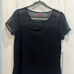 Vince Camuto short sleeve sheer black shirt